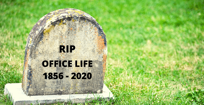 Image of headstone with RIP office life